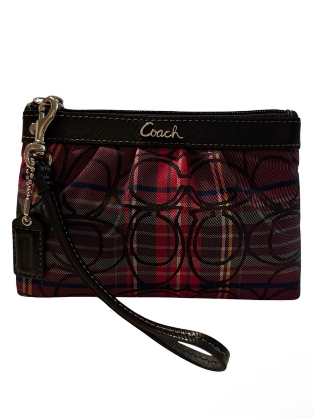 Coach Poppy Tartan Y2K Vintage Plaid Signature Wristlet